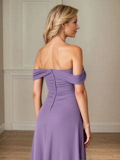 Ankle-Length Mother of the Bride Dress with Ruffles and Ruched A-Line Design