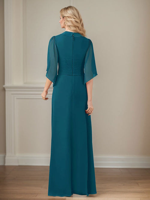 A-Line V-Neck Long Sequin Chiffon Mother of the Bride Dress