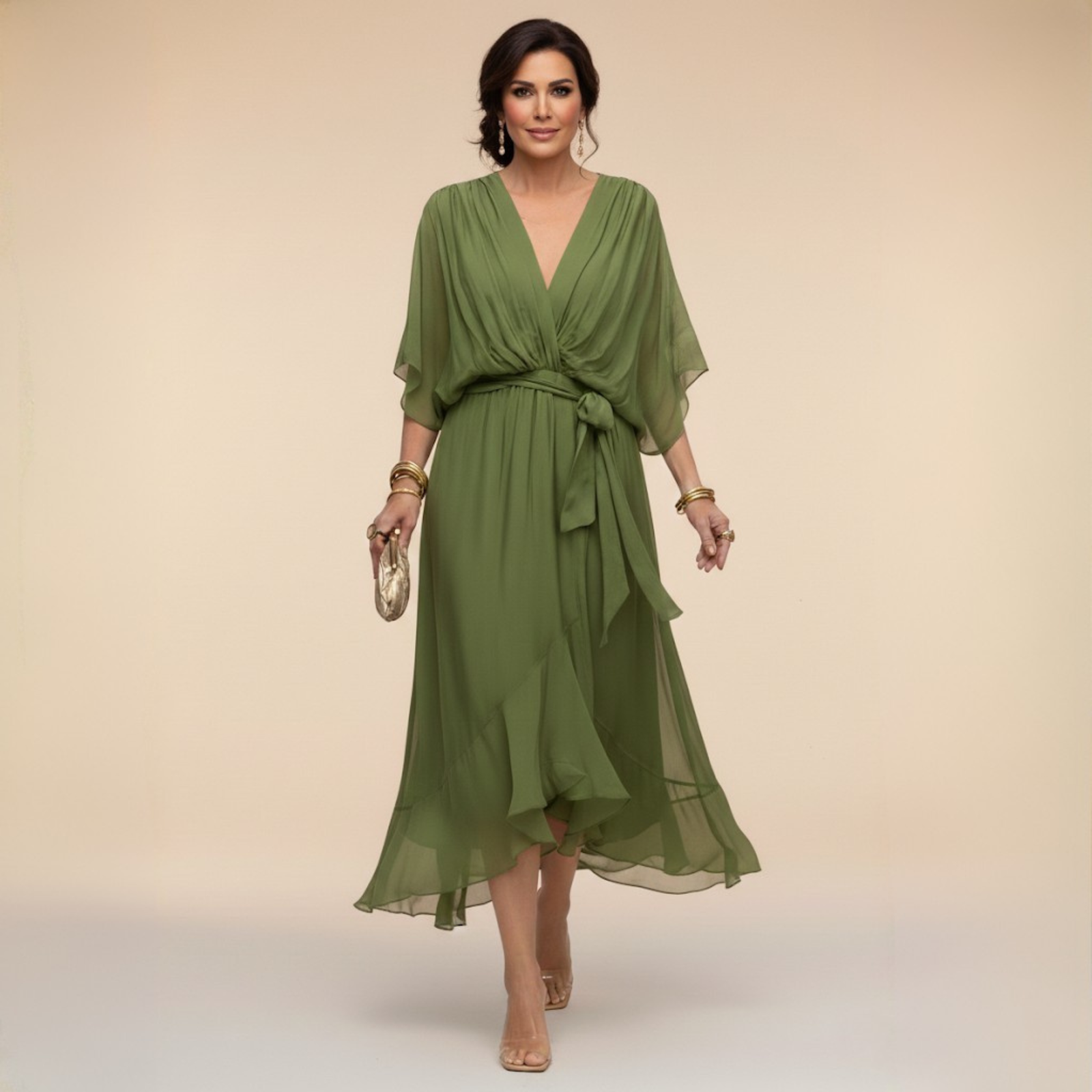 Charlotte | Chic Chiffon V-Neck Dress