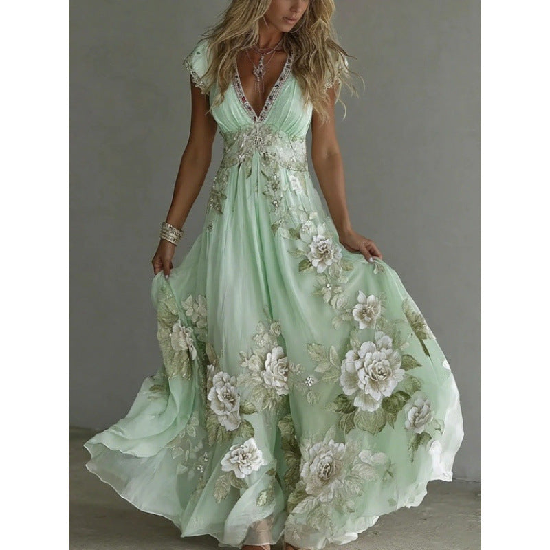 Celeste | Embroidered Chiffon Maxi Dress
