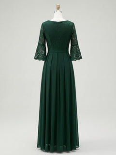 A-line Scoop Ankle-Length Lace Chiffon Mother of the Bride Dress With Bow