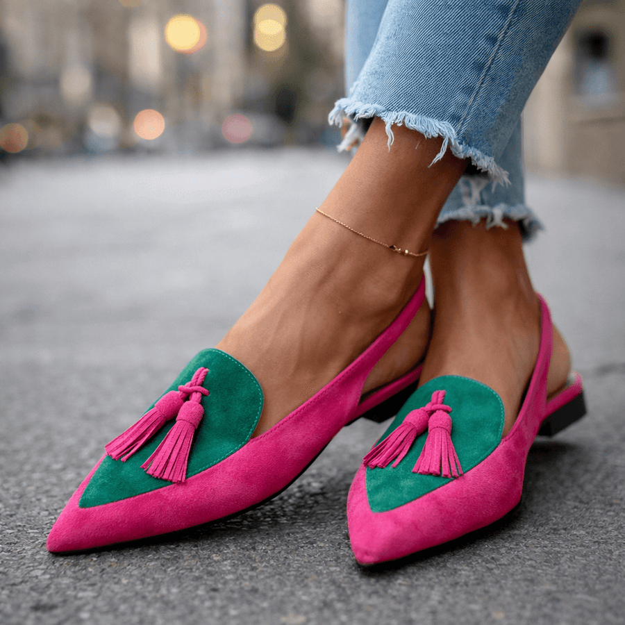 Caroline| Strappy Tassel Sandals green