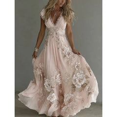 Celeste | Embroidered Chiffon Maxi Dress