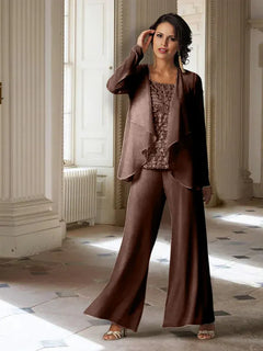 Chiffon Long Sleeve Mother of the Bride Pantsuit with Jacket