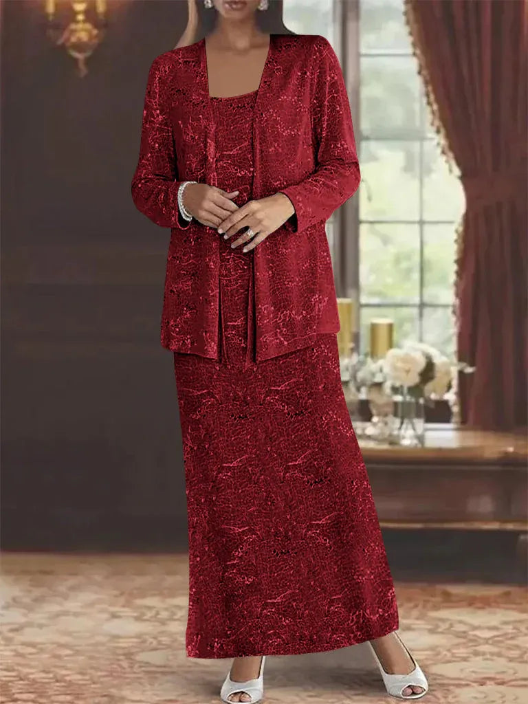 Chiffon Mother of the Bride Dress with Sequins and Matching Jacket