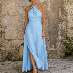 Camilla | Sleeveless Halter Maxi Dress