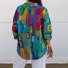 Catalina - Vibrant Artistic Button-Up Blouse