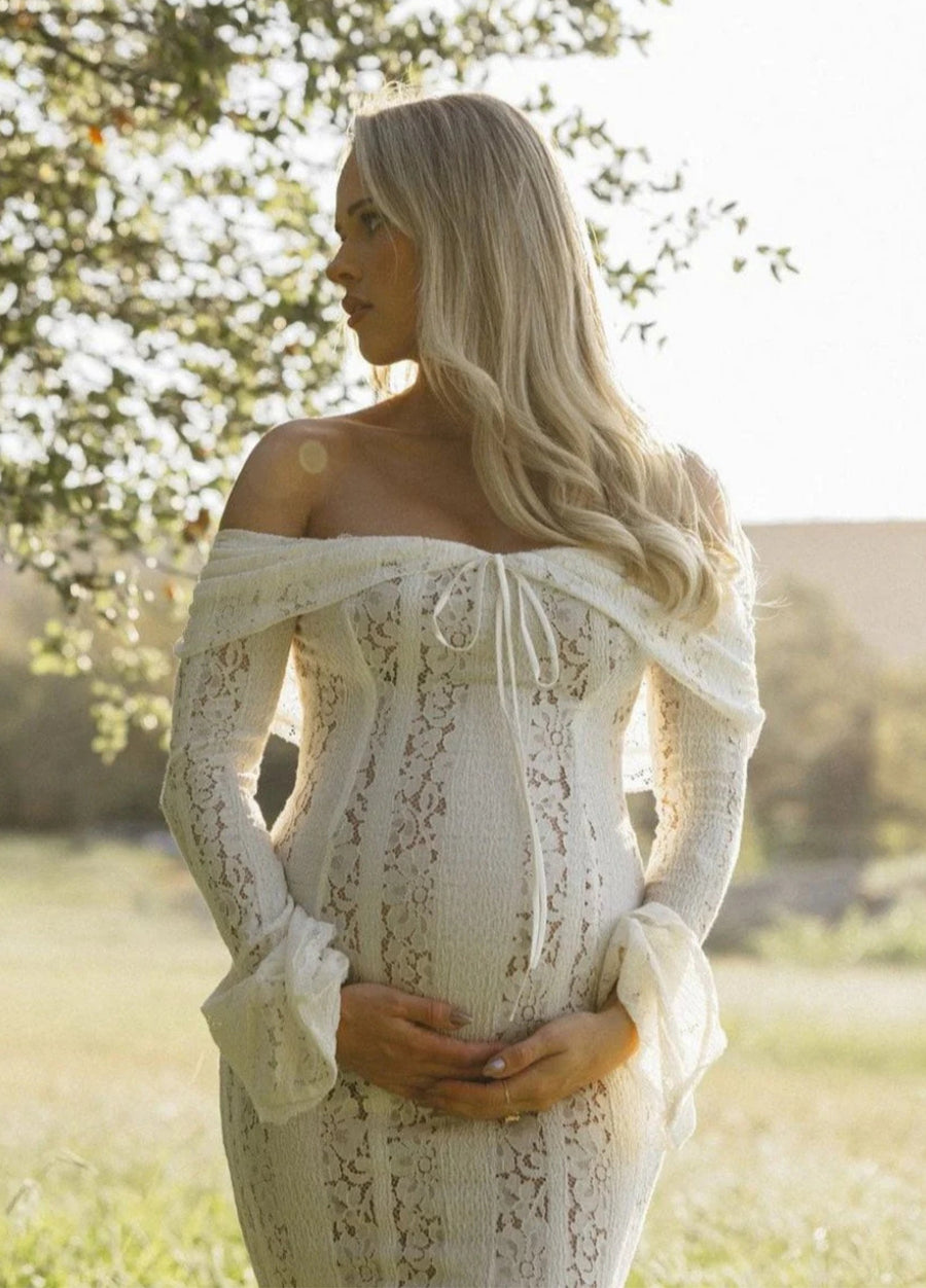 Arielle Lace Maxi Dress – White