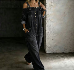 Elise | Off Shoulder Denim Jumpsuit
