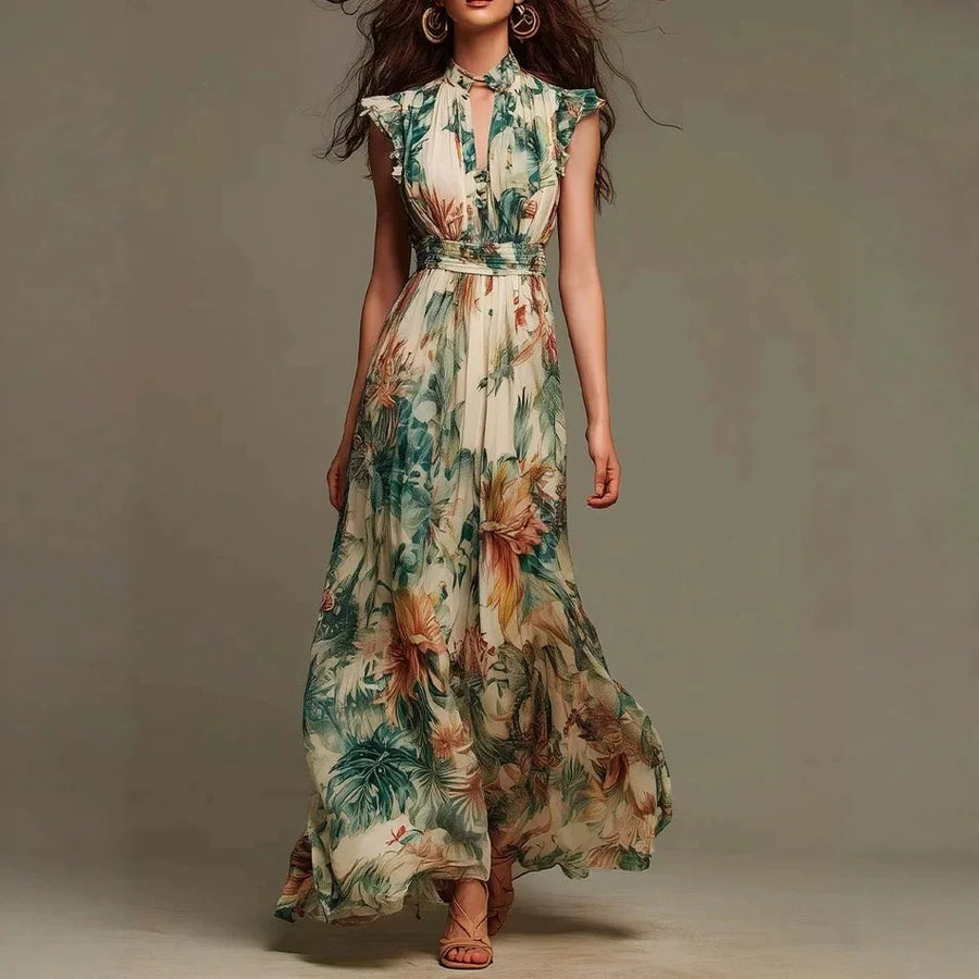Aurelia™ | Tropical Elegance Maxi Dress