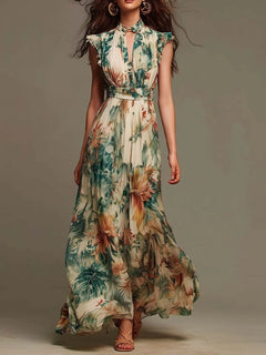Aurelia™ | Tropical Elegance Maxi Dress