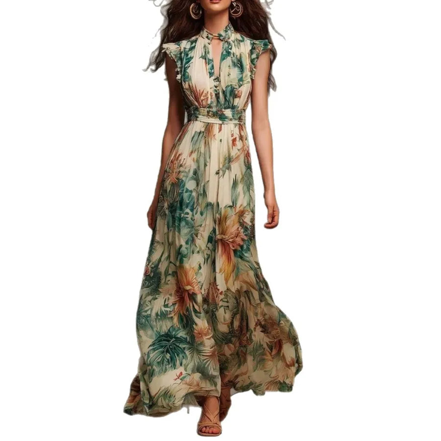 Aurelia™ | Tropical Elegance Maxi Dress
