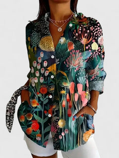 Anica - Vibrant Artistic Button-Up Blouse