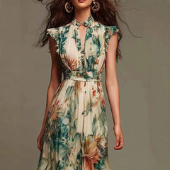 Aurelia™ | Tropical Elegance Maxi Dress