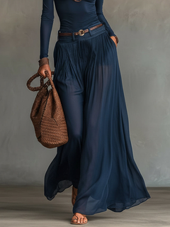 Camila | One-Shoulder Jersey Bodysuit & Maxi Skirt Set in Sheer Chiffon