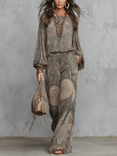 Camila: Lantern Sleeve Top & Wide-Leg Pants Set