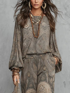 Camila: Lantern Sleeve Top & Wide-Leg Pants Set