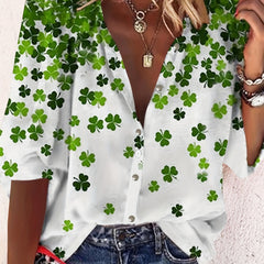 Ayla - Clover Print Button Shirt