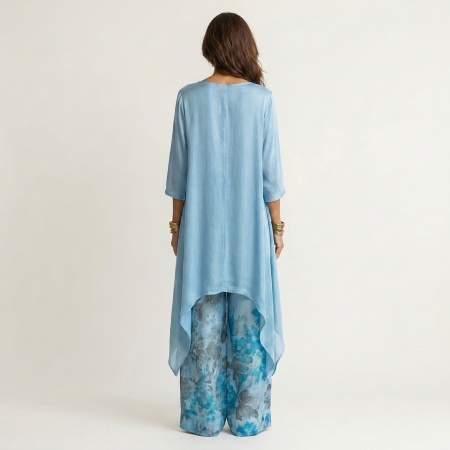 Cariola | Cotton-Silk Two-Piece Set with Asymmetric Tunic
