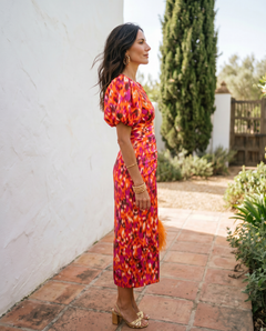 Carla™ | Floral Midi Dress with Puff Sleeves